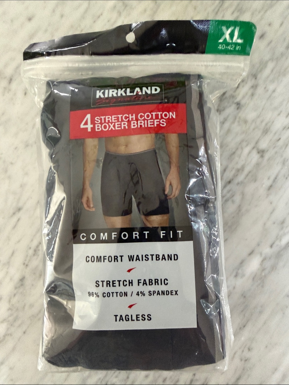 Kirkland Signature XL Gray Stretch Cotton Boxer Briefs - 4 Pack